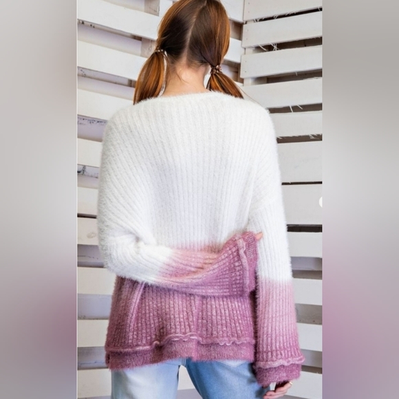 Easel Dip Dye Bell Sleeve Mohair Sweater - Picture 2 of 4